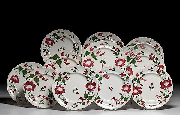 Appraisal: ELEVEN ADAM'S ROSE PLATES British ca - of white earthenware