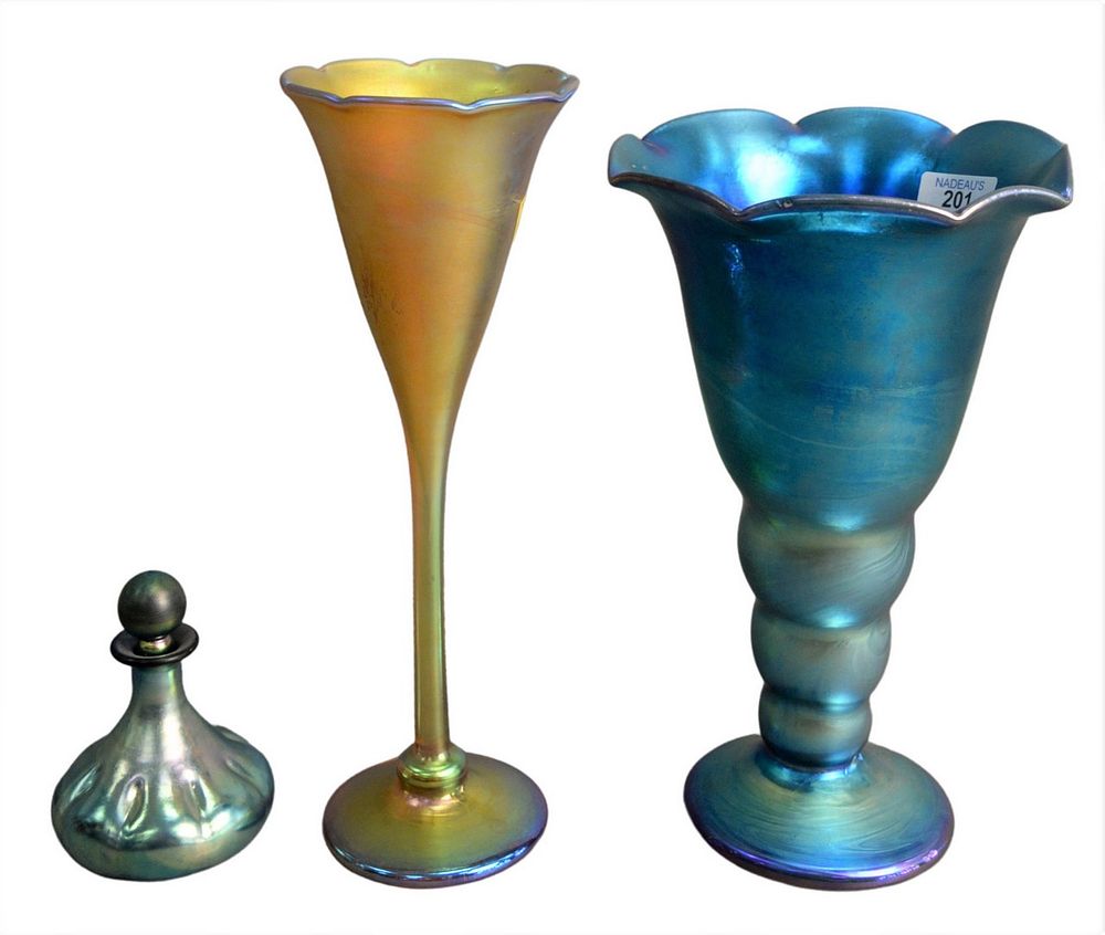 Appraisal: Three Piece Lot to include two art glass vases one