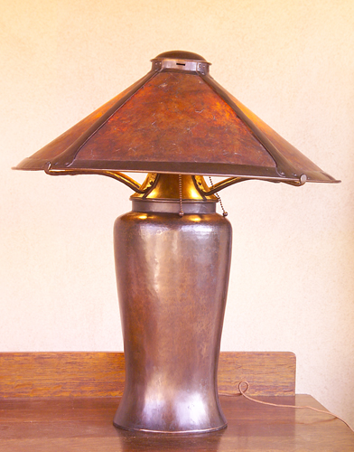 Appraisal: DIRK VAN ERP Large hammered copper Milk Can table lamp