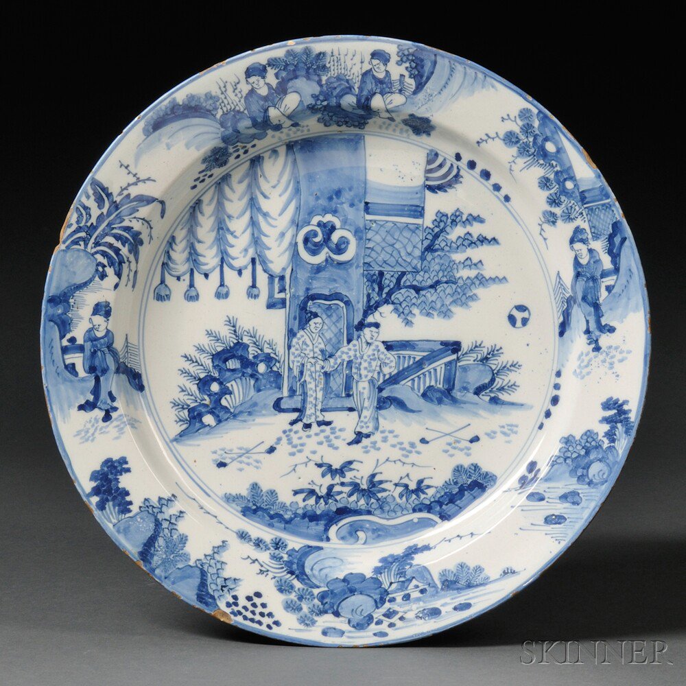 Appraisal: Dutch Delft Blue and White Charger Holland mid- th century