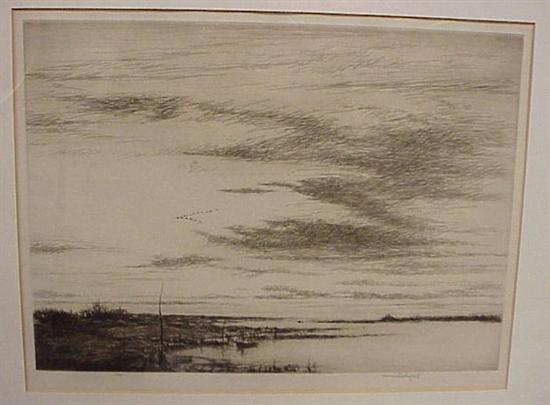 Appraisal: Kerr Eby Japanese-American - etching entitled Salt Marshes Edge of