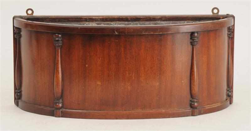 Appraisal: GEORGE III STYLE MAHOGANY DEMILUNE JARDINI RE The front applied