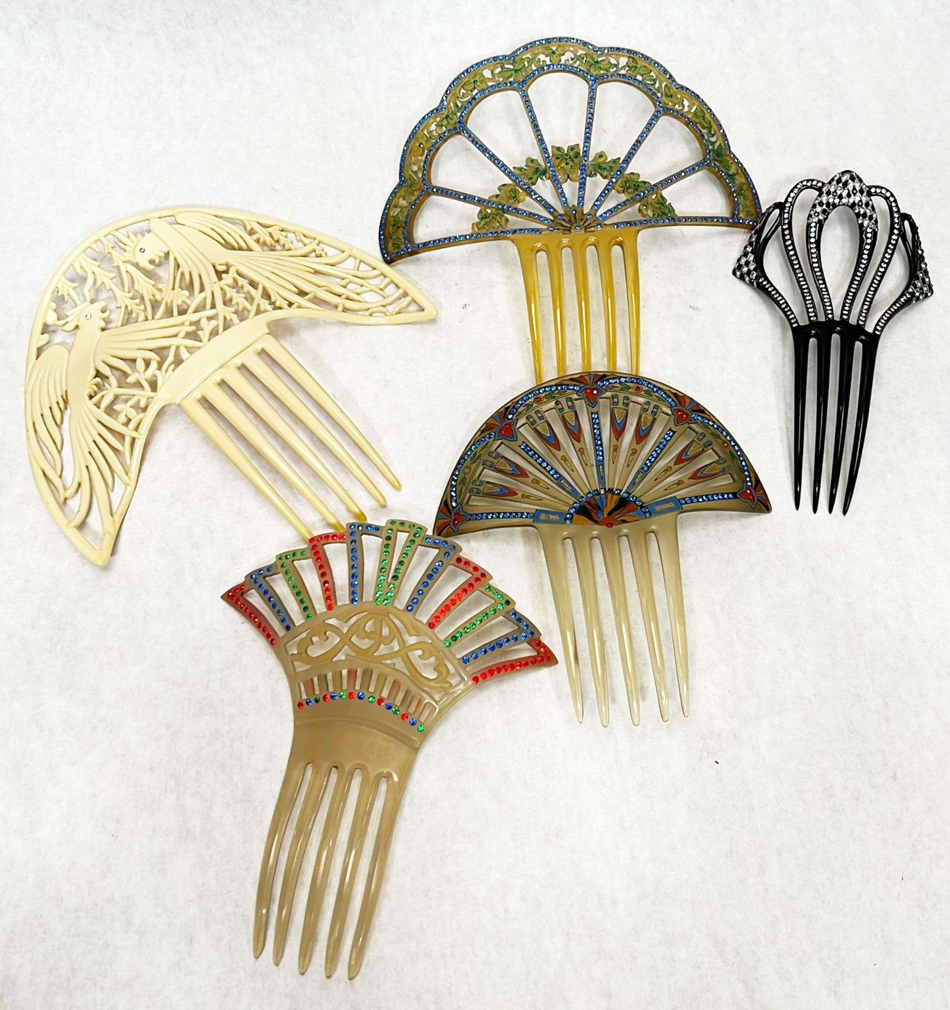 Appraisal: Art Deco Celluloid Hair Combs widest Condition good overall please