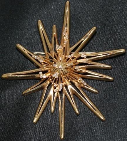 Appraisal: VINTAGE ILIAS LALOUNIS GREECE KT YELLOW GOLDBROOCH ABSTRACT STAR FORM