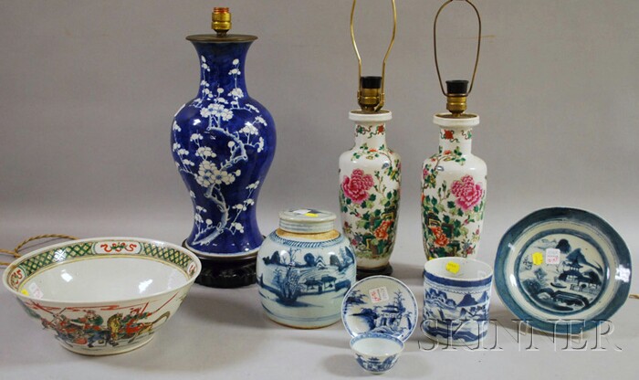 Appraisal: Nine Pieces of Assorted Asian Export Porcelain a bowl cup