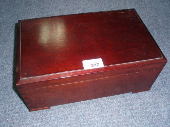 Appraisal: An early th Century mahogany box with drop in tray