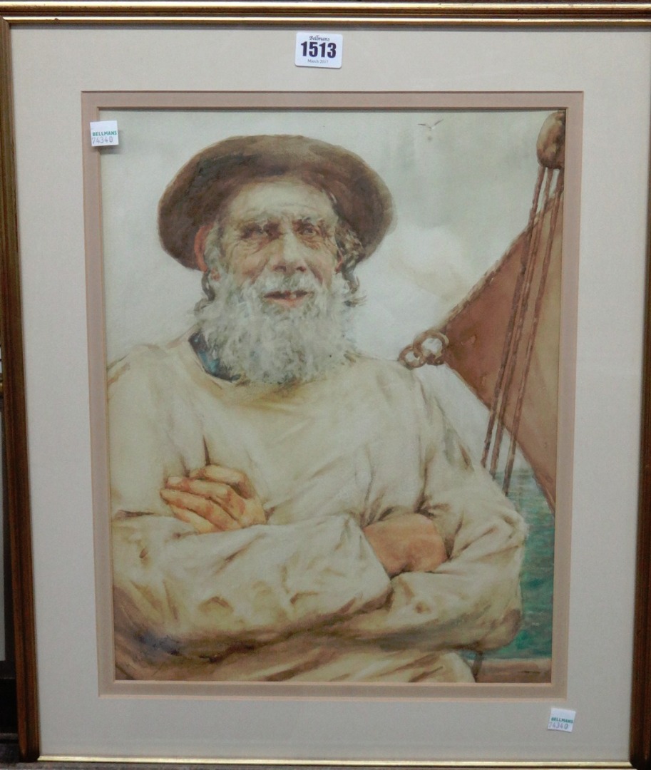 Appraisal: Henry Maynell Rheam - An Old Salt watercolour signed cm