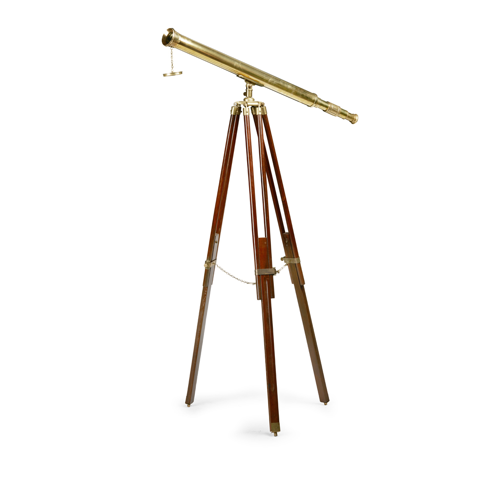 Appraisal: BRASS REFRACTING TELESCOPE MODERN unsigned mounted on a brass and