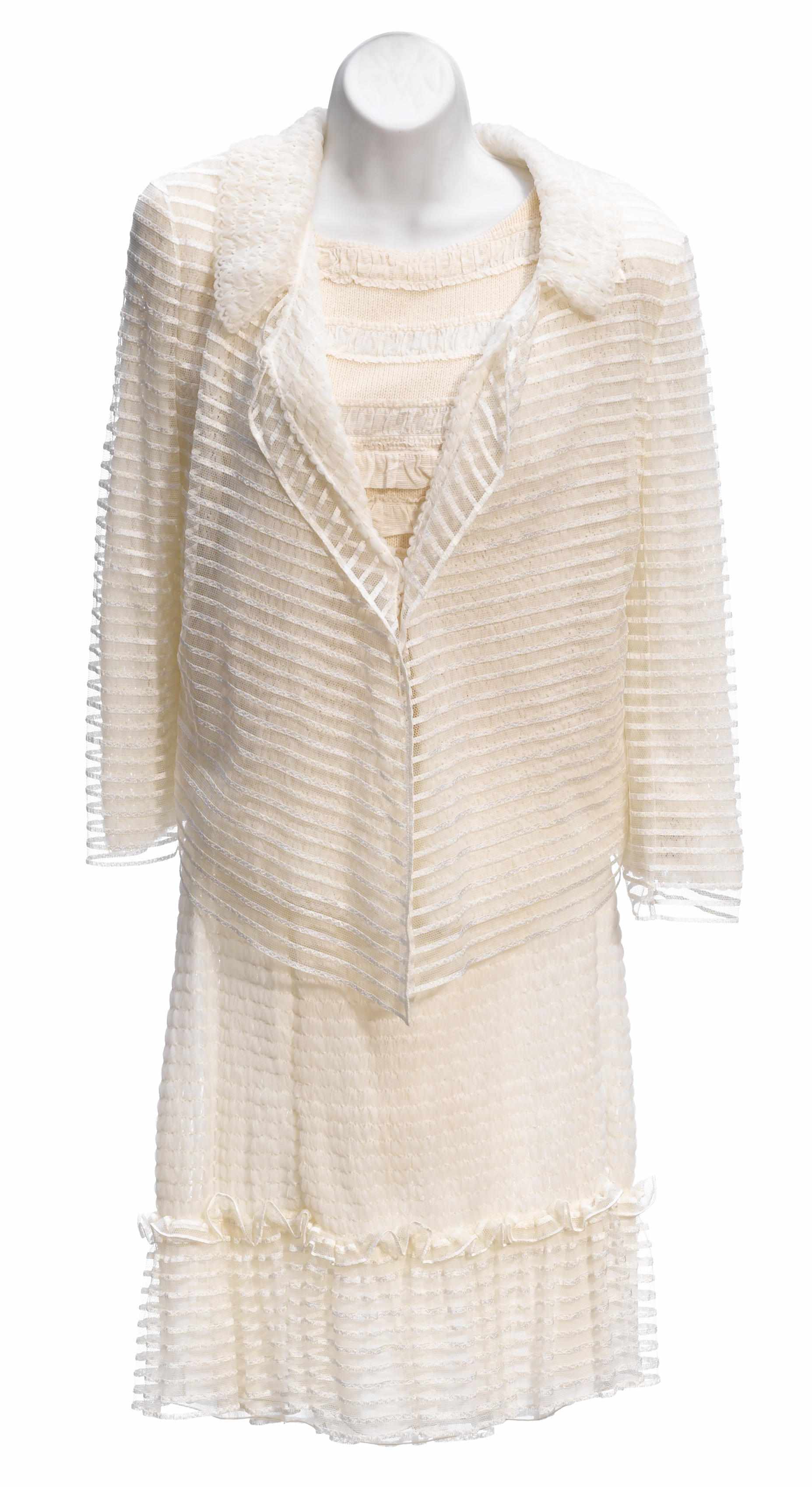 Appraisal: A Chanel cream knit and net jacket knit shell and