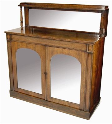 Appraisal: A George IV rosewood chiffonier the raised mirrored back on