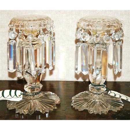 Appraisal: Pair of George III Style Cut Glass Lustres Estimate -