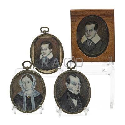 Appraisal: AMERICAN PORTRAIT MINIATURES ON IVORY Four depicting members of the