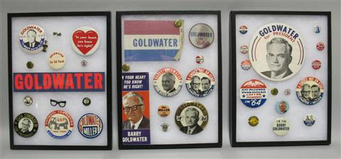 Appraisal: HAWAIIAN GOLDWATER CAMPAIGN BUTTON AND MEMORABILIA A collection of political