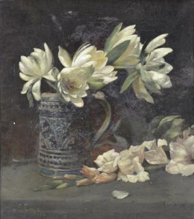 Appraisal: EARLE Lawrence C Oil on Canvas Still Life with Flowers