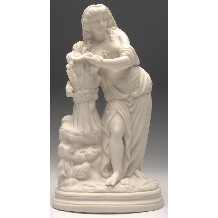 Appraisal: Parian Ware figurine ivory porcelain maiden holding a bundle of