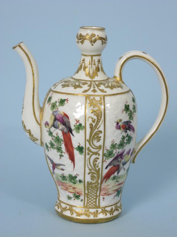 Appraisal: A th Century Sampson Chocolate Pot painted exotic birds in