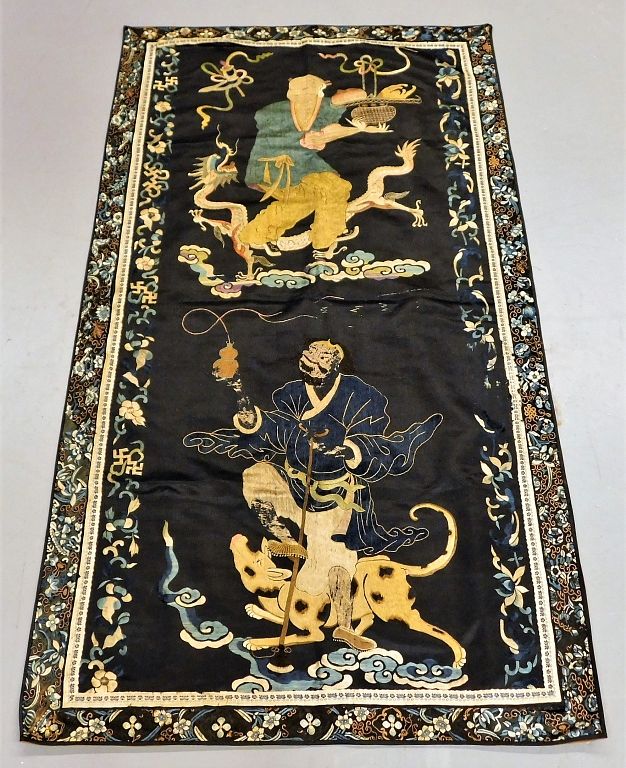 Appraisal: C Chinese Embroidered Silk Textile China th Century Depicts a