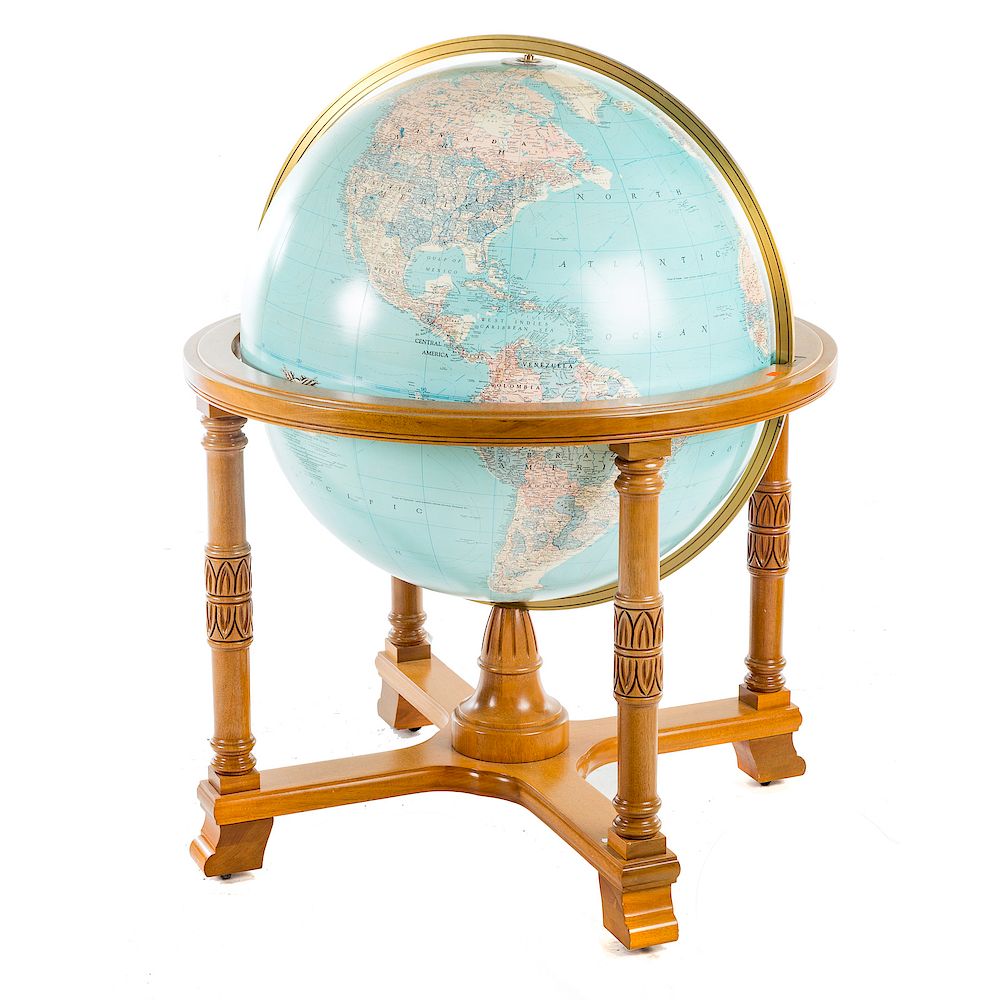 Appraisal: Replogle Illuminated inch Library Globe Georgian style light mahogany base