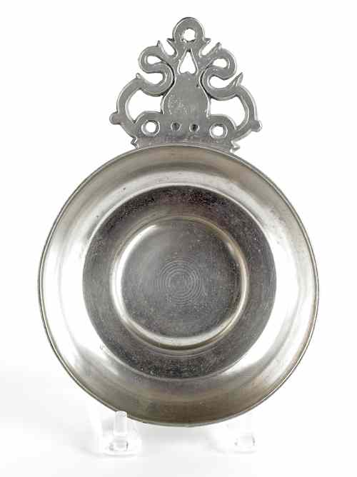 Appraisal: Hartford Connecticut pewter porringer ca bearing the touch of Samuel