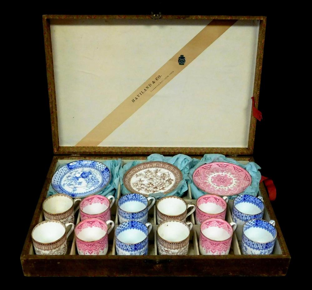 Appraisal: Copeland transfer ware demitasse cups and saucers in fitted case