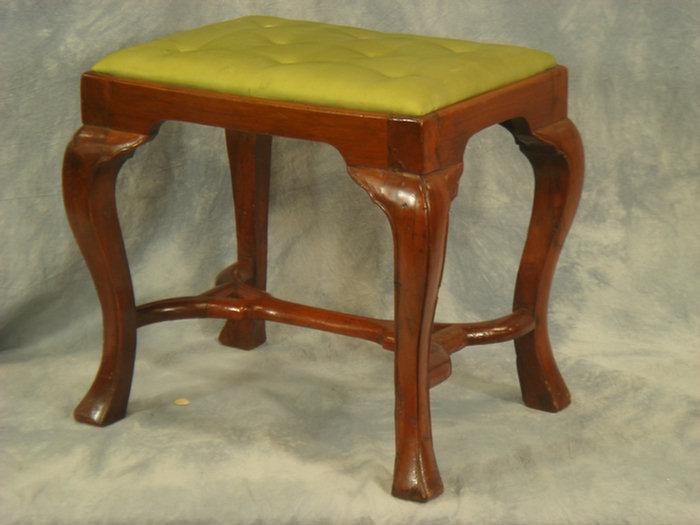 Appraisal: Continental mahogany Queen Anne footstool with arched stretcher base h