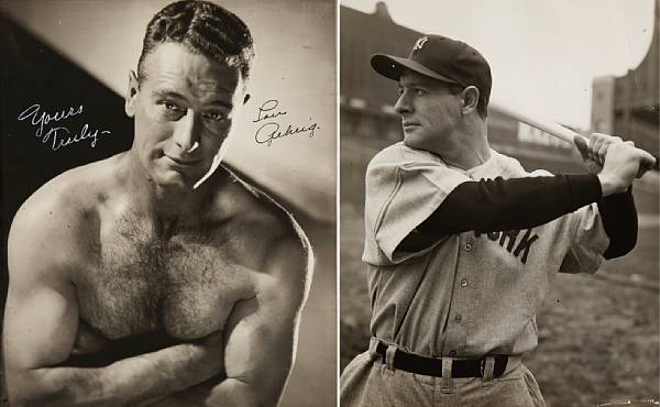 Appraisal: Two Lou Gehrig black and white photographs s Both vintage