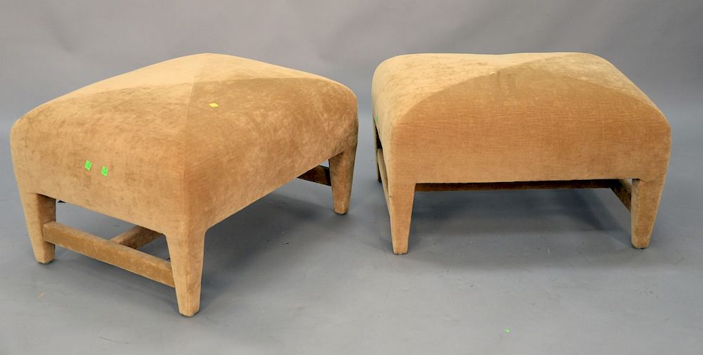 Appraisal: Pair of Donghia velvet upholstered footstools ht in top x