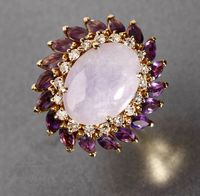 Appraisal: An K yellow gold lavender jadeite amethyst and diamond ring