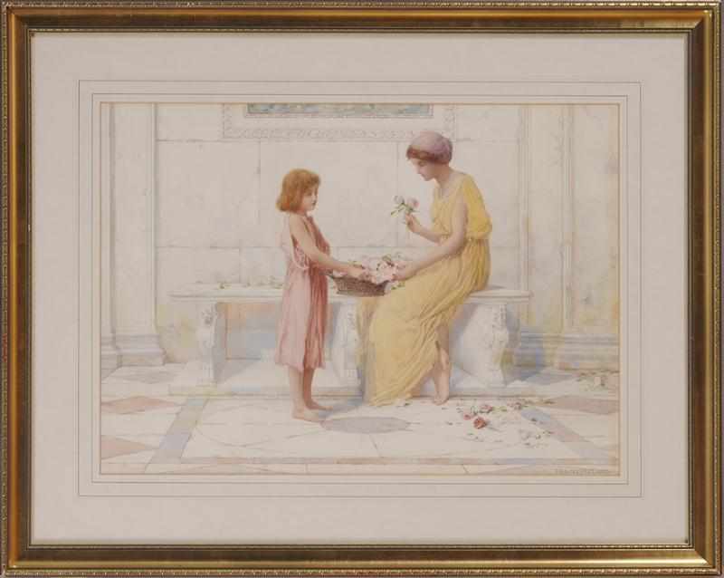 Appraisal: HENRY RYLAND BRITISH - ''A GIFT OF ROSES'' AND ''CONVERSATION