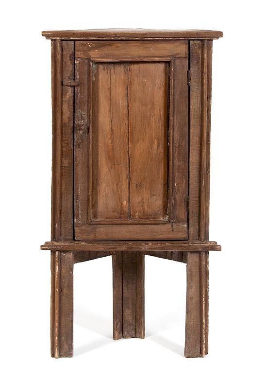 Appraisal: A Continental Carved Oak Painted Corner Cabinet Height x width