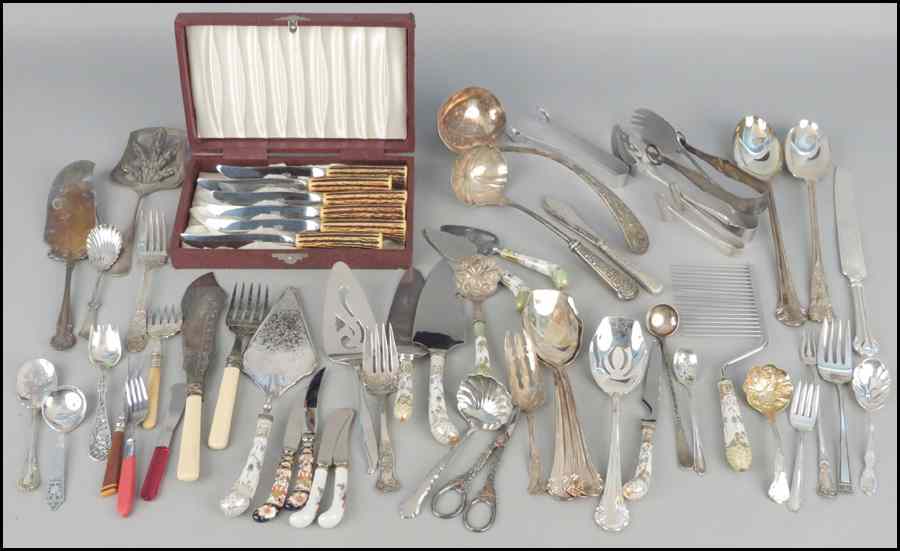 Appraisal: GROUP OF ENGLISH PORCELAIN HANDLED SERVING UTENSILS Together with various