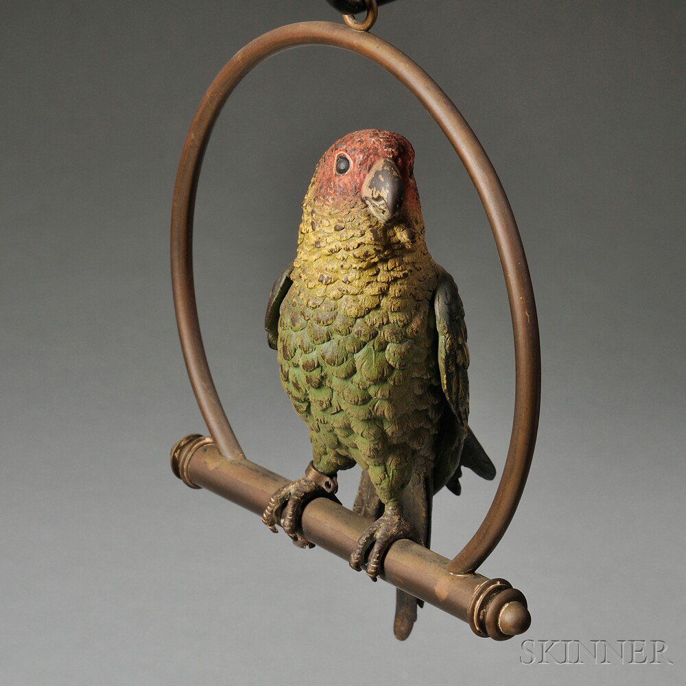 Appraisal: Cold-painted Bronze Parrot probably Austria early th century the polychrome