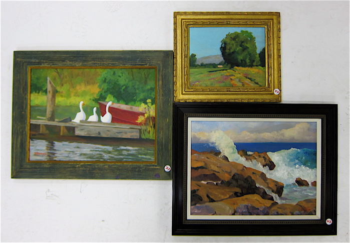 Appraisal: WILLIAM T C STEVENS THREE OILS ON BOARD Portland Oregon