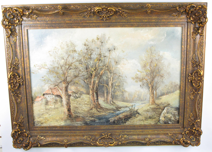 Appraisal: WERNER GISIN Swiss American - Oil on Masonite Landscape titled