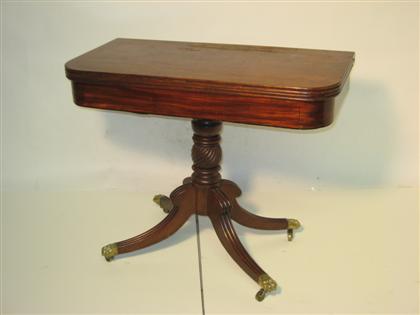 Appraisal: Late Federal mahogany folding top card-table circa With rectangular top