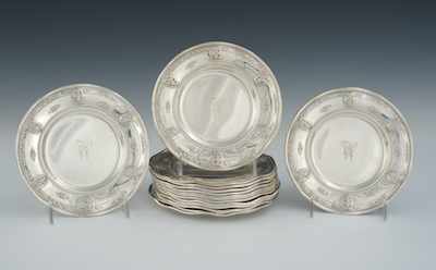 Appraisal: A Lot of Fifteen Sterling Silver Dessert Plates by Wallace