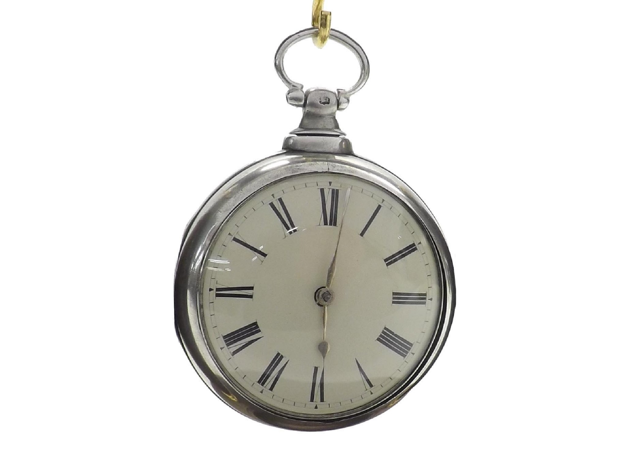 Appraisal: English silver verge pair cased pocket watch Birmingham the fusee