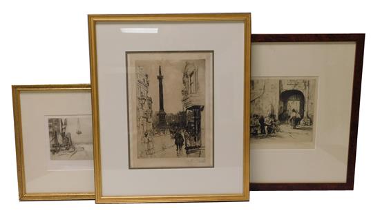 Appraisal: Three etchings Walcot and Pennell depicting London landmarks William Walcot