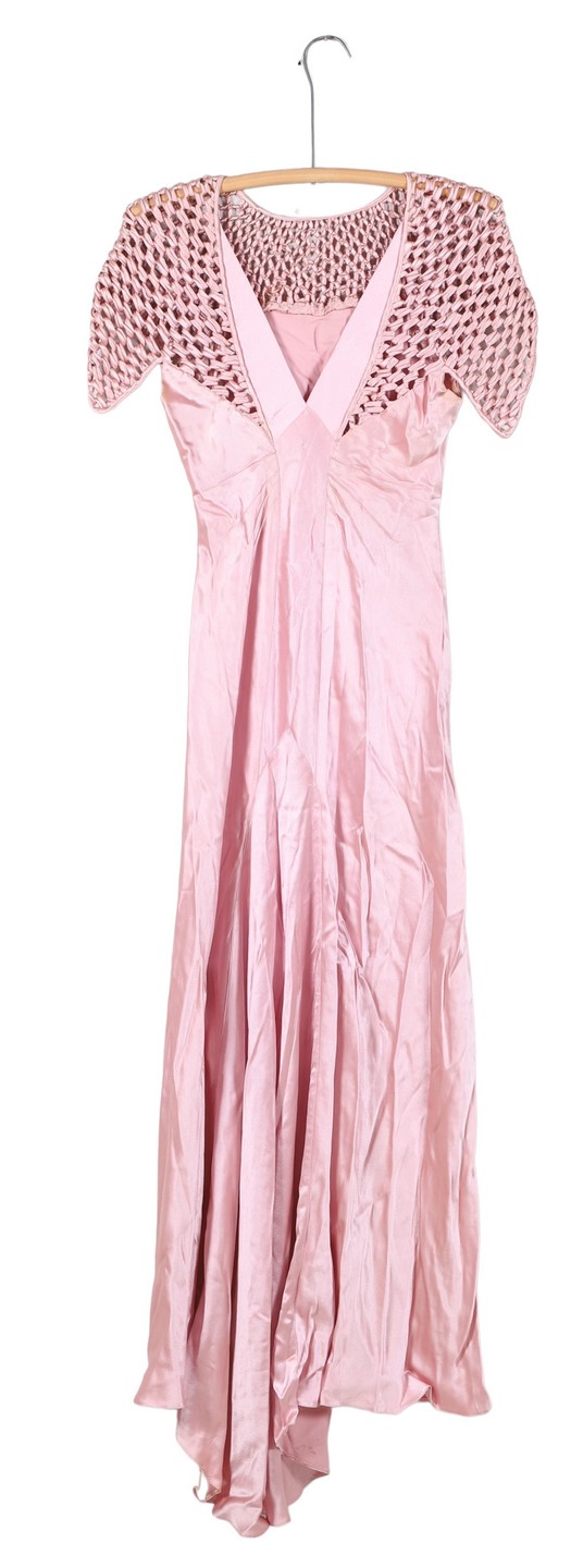 Appraisal: Blush pink 's satin dress bias cut with silk woven