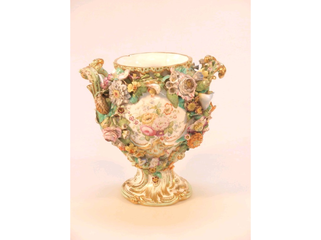 Appraisal: A thC English two-handled pedestal urn probably Coalport of ovoid