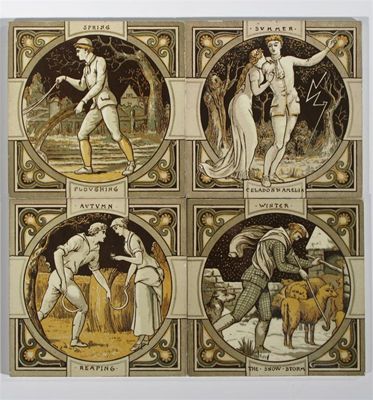 Appraisal: Thomson's Seasons' a set of four Minton tiles designed by