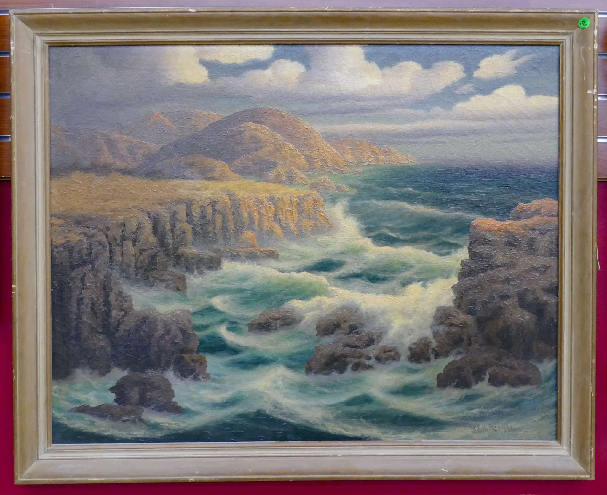 Appraisal: Richard Kruger - American ''Crashing Waves Seascape'' Oil on Canvas