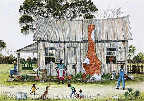 Appraisal: Jack R Meyers American New Orleans - Louisiana Cabin Scene