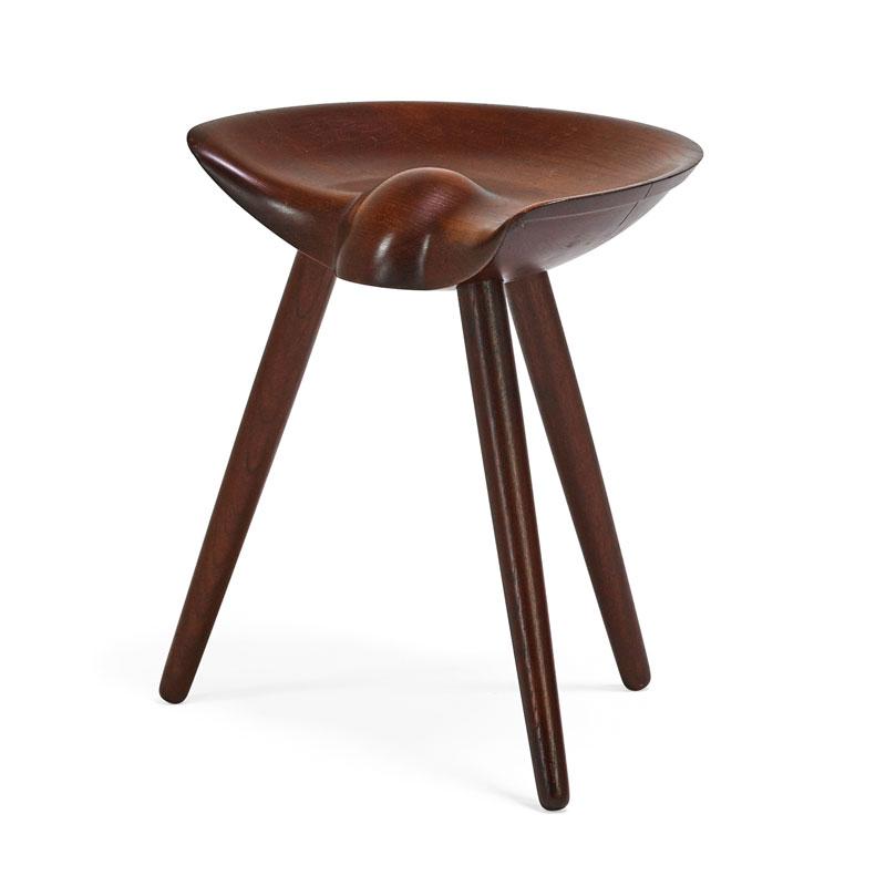 Appraisal: MOGENS LASSEN Stool Condition Report Repaired crack and chip difficult