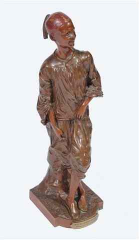 Appraisal: A PATINATED BRONZE FIGURE entitled D crotteur Arabe after E