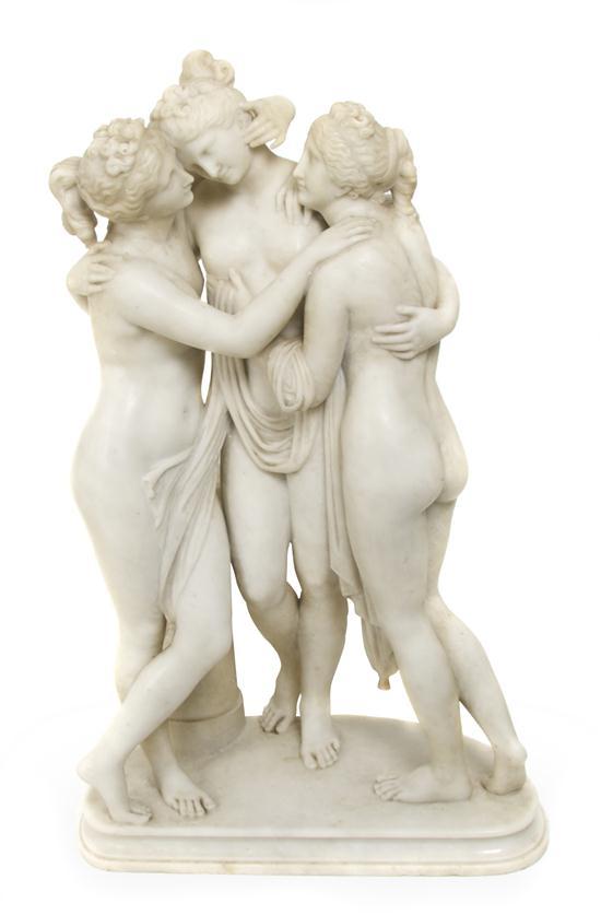 Appraisal: n Italian White Marble Sculpture of the Three Graces After