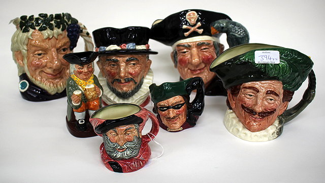 Appraisal: A GROUP OF SEVEN ROYAL DOULTON CHARACTER JUGS to include