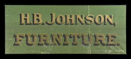 Appraisal: AMERICAN PAINTED CANVAS SHOP SIGN H B JOHNSON FURNITURE The