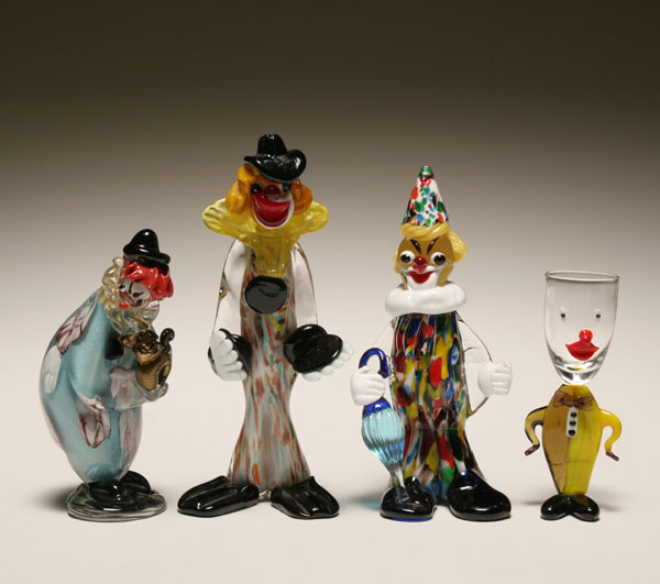 Appraisal: Four Murano and Venetian art glass clown figures one a