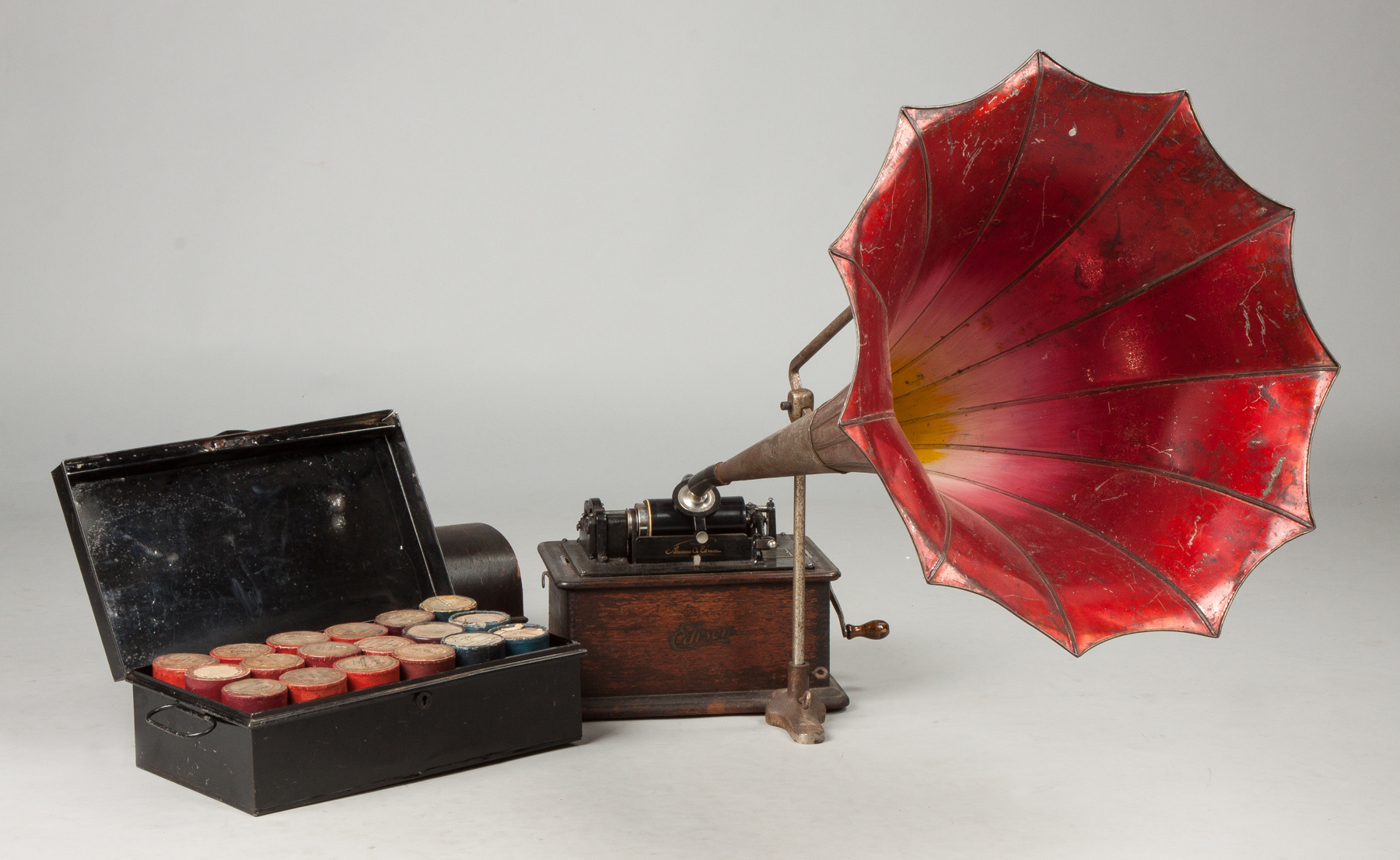 Appraisal: Edison Standard Phonograph with Morning Glory Horn extra records